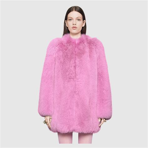 gucci fox fur pink|Gucci designer fur shearling.